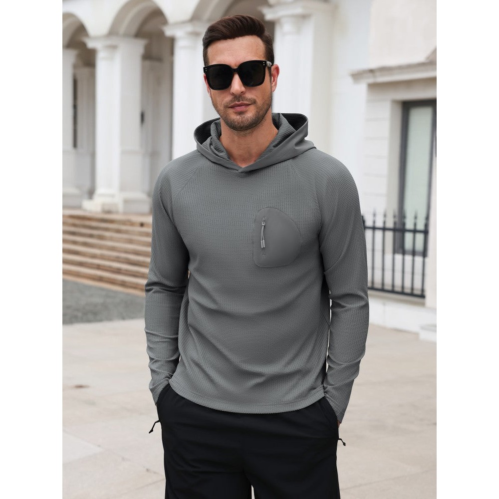 Waffle Knit Stretch Pullover Hoodie
