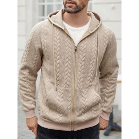 Casual 3D Embossed Zip-Up Hoodie