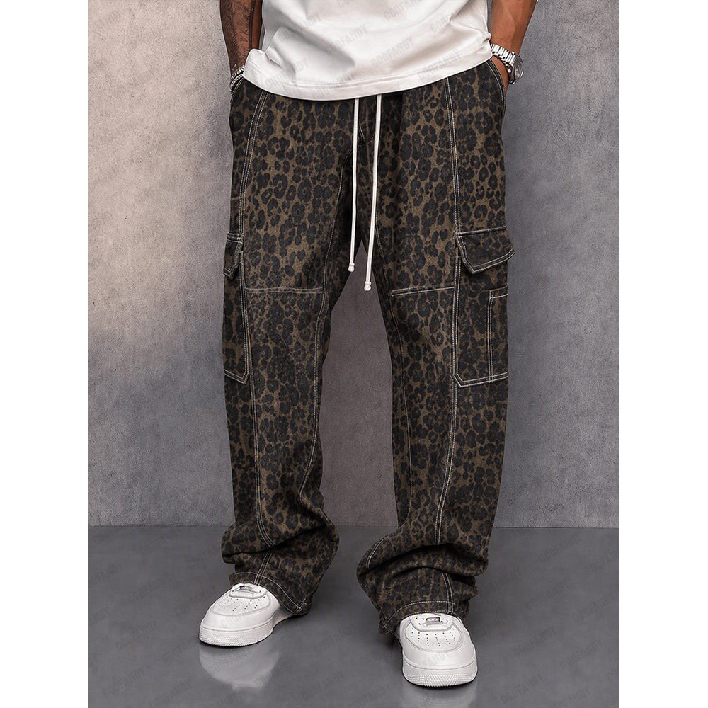 Utility Fashion Printed Drawstring Cargo Pants