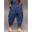 Casual Faux Denim Cargo Harem Pants