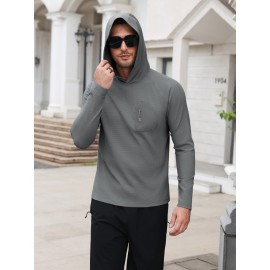Waffle Knit Stretch Pullover Hoodie