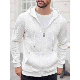 Casual 3D Embossed Zip-Up Hoodie