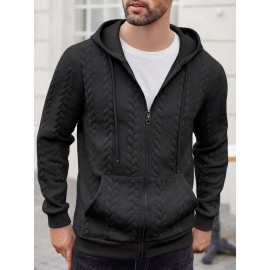 Casual 3D Embossed Zip-Up Hoodie