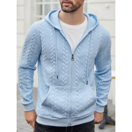 Casual 3D Embossed Zip-Up Hoodie