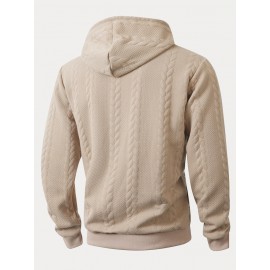Casual 3D Embossed Zip-Up Hoodie