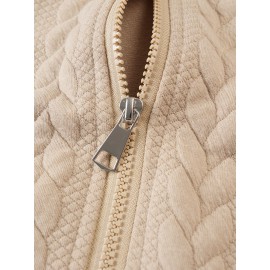 Casual 3D Embossed Zip-Up Hoodie