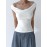 Backless Lace-Up See-Through Solid Color Split-Joint Loose Skinny Off-