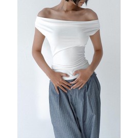 Backless Lace-Up See-Through Solid Color Split-Joint Loose Skinny Off-