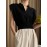 Pleated Shoulder Pad Solid Color Loose Sleeveless V-Neck T-Shirts Tops