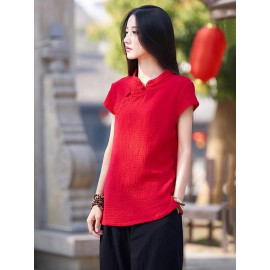 Vintage Red Ramie Cotton T-shirt