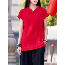Vintage Red Ramie Cotton T-shirt
