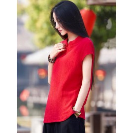 Vintage Red Ramie Cotton T-shirt