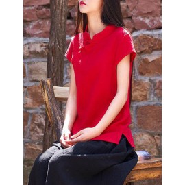 Vintage Red Ramie Cotton T-shirt