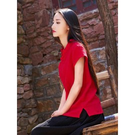 Vintage Red Ramie Cotton T-shirt