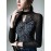 Hollow Knot Letter Print Split-Joint Long Sleeves Skinny Mock Neck T-S