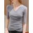 Asymmetric Pleated Solid Color Split-Joint Half Sleeves Plus Size V-Ne
