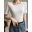 Solid Color Short Sleeves Skinny Square-neck T-Shirts Tops