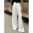 No Belt Pleated Pockets Solid Color High Waisted Loose Trousers Suit P
