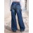Drawstring Elasticity Gradient High Waisted Loose Jean Pants Bottoms
