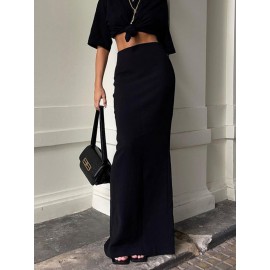 Solid Color A-Line Bodycon Skirts Bottoms