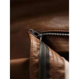 Belted Buttoned Pockets Solid Color Split-Joint Zipper A-line High Wai