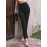 Buttoned Elasticity Solid Color Split-Joint High Waisted Loose Trouser