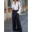 Asymmetric Solid Color Split-Joint High Waisted Loose Trousers Suit Pa