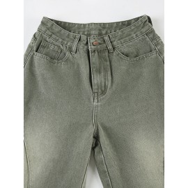 Distressed Wide Leg Low Rise Jeans