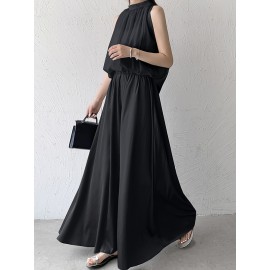 Elasticity Pleated Solid Color Split-Joint High Waisted Loose Trousers