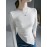 Asymmetric Pleated Solid Color Long Sleeves Skinny Round-Neck T-Shirts