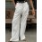 No Belt Pleated Pockets Solid Color High Waisted Loose Trousers Suit P