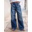 Drawstring Elasticity Gradient High Waisted Loose Jean Pants Bottoms