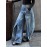 Pockets Reversible False Two Wide Leg Jean Pants Bottoms