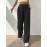 Elasticity Solid Color Split-Joint High Waisted Loose Trousers Pants