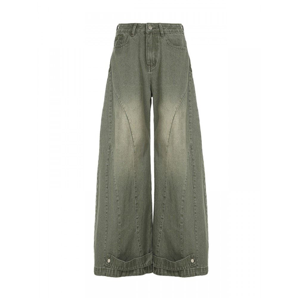 Distressed Wide Leg Low Rise Jeans