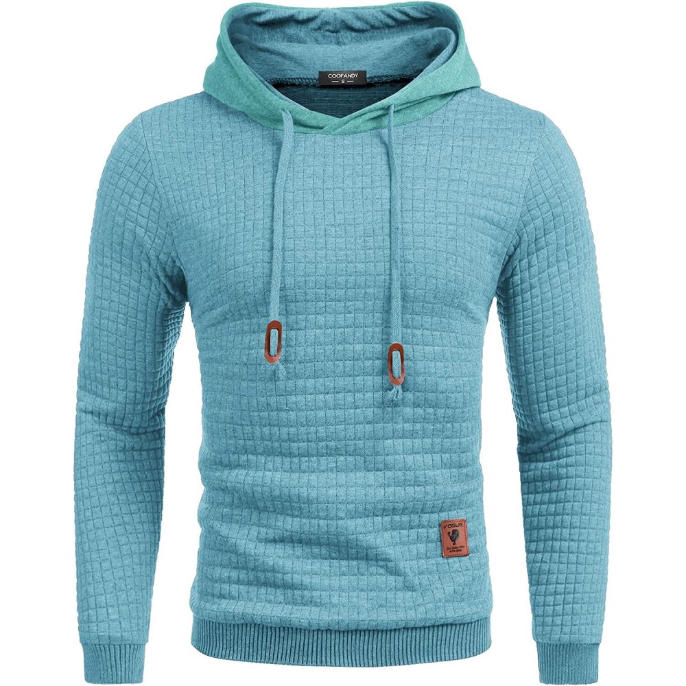 Gym Drawstring Plaid Jacquard Hoodie