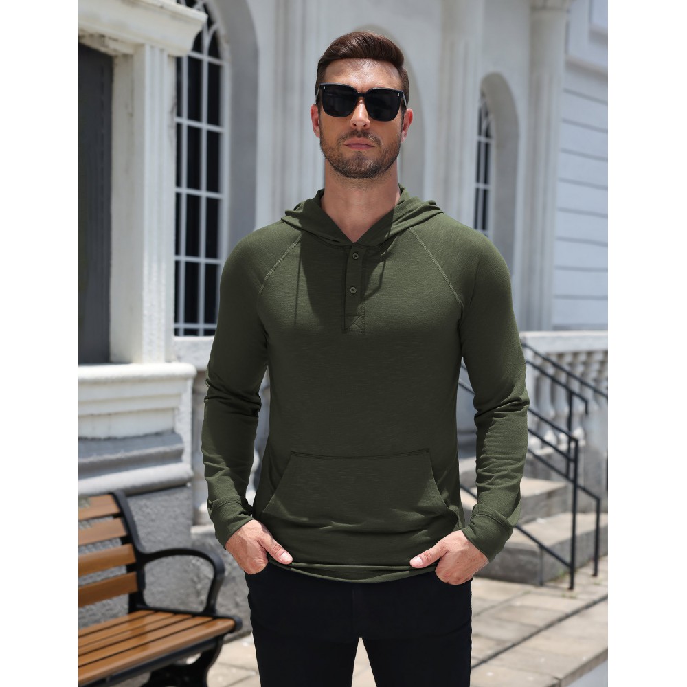 Casual Comfort Travel Henley Hoodie