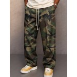 Casual Camouflage Printed Drawstring Pants