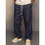 Casual Faux Denim Drawstring Pants