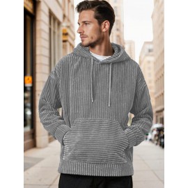 Casual Relaxed Fit Corduroy Hoodie
