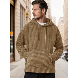 Casual Relaxed Fit Corduroy Hoodie