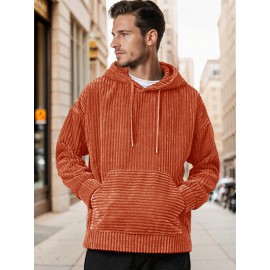 Casual Relaxed Fit Corduroy Hoodie
