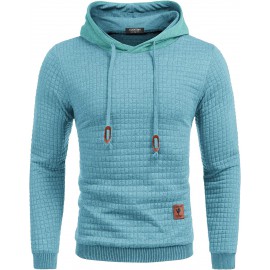 Gym Drawstring Plaid Jacquard Hoodie