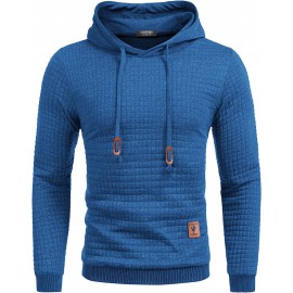 Gym Drawstring Plaid Jacquard Hoodie