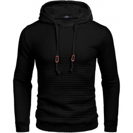 Gym Drawstring Plaid Jacquard Hoodie