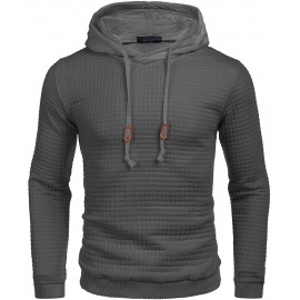 Gym Drawstring Plaid Jacquard Hoodie