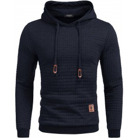 Gym Drawstring Plaid Jacquard Hoodie