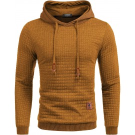 Gym Drawstring Plaid Jacquard Hoodie