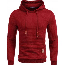 Gym Drawstring Plaid Jacquard Hoodie