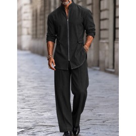 Modern Streetwear Zip-Up Jacket Pants Set